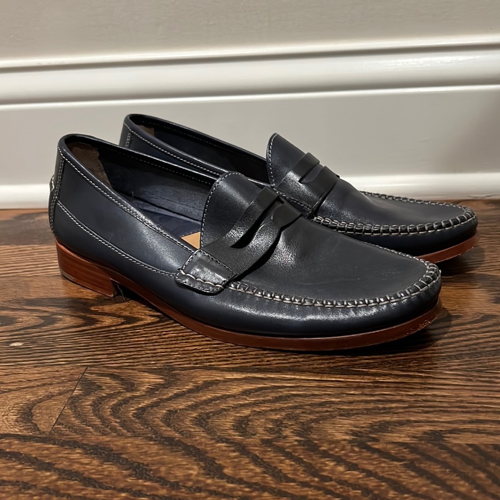 Johnston & Murphy Quilted Loafers, Made in Italy, Size 10M Men's 28.0cm genuine leather brown type Vintage Second Hand